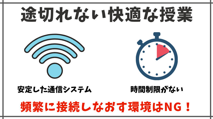 ②授業が途中で途切れない